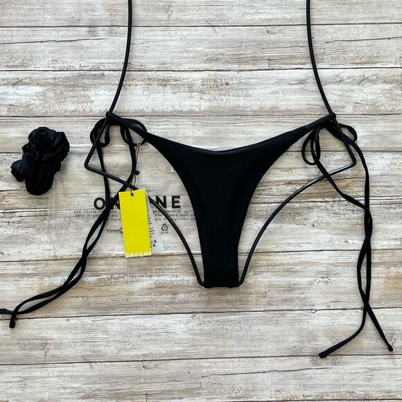 OneOne Swimwear ARIEL Bikini Bottom Medium Black Tie-Side Skimpy Midnight Black - Picture 2 of 12
